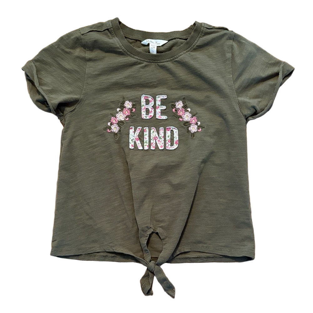 Matilda Jane Be Kind Tee Shirt Tie Front Cotton Green Pink Girls 12